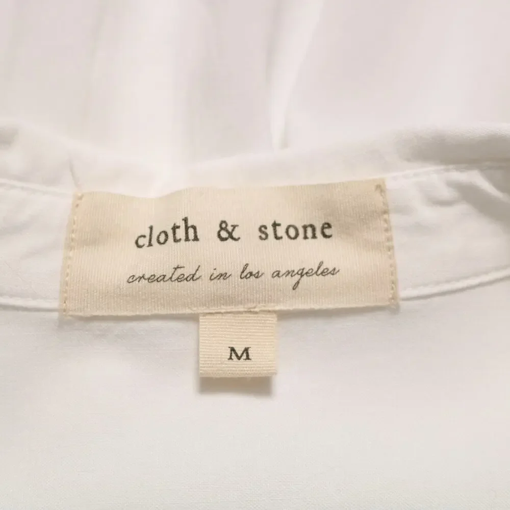 Anthropologie Cloth & Stone White Tencel Button Down Shirt Blouse Braided Size M - Picture 7 of 10